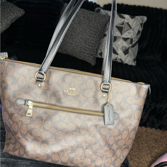 Coach Brown and Black Signature Tote - Picture 1 of 3